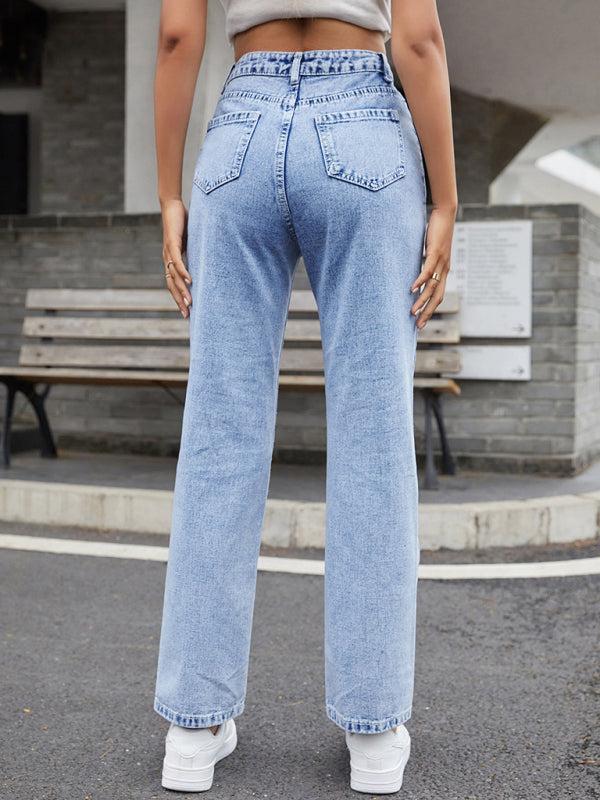 Women's High Waist Straight Leg Jeans
