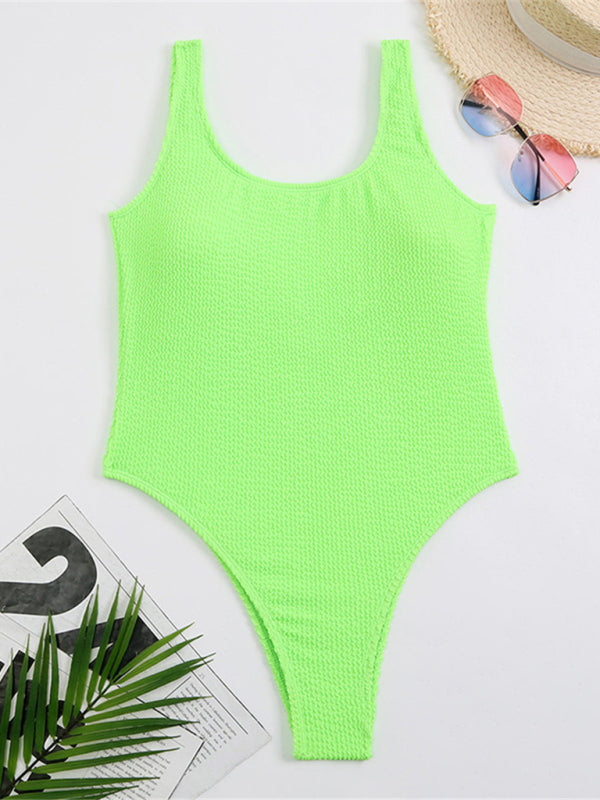 Women's Textured Swimsuit With Back Cut Out Design