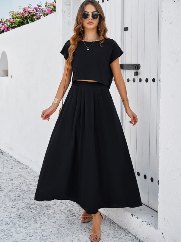 Women s Cap Sleeve Top And Matching Long Length Flowy Skirt Set Lotus Corner