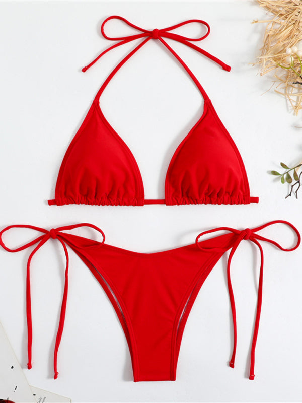 Women's Sexy Halter Neck Side Tie Triangle Bikini