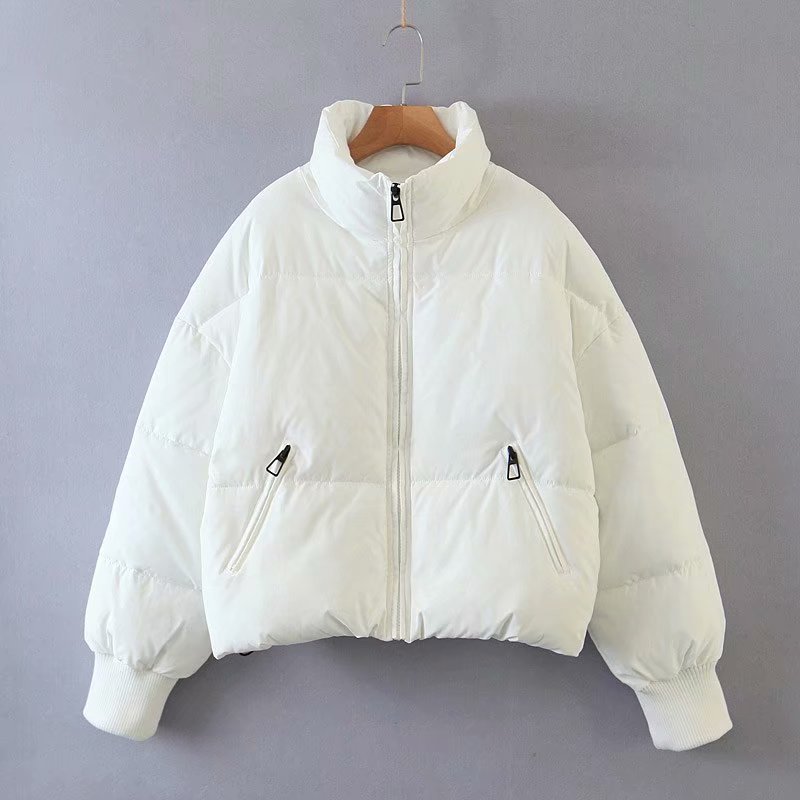 Women's Stand Collar Zip Up Puffer Jacket With Pockets