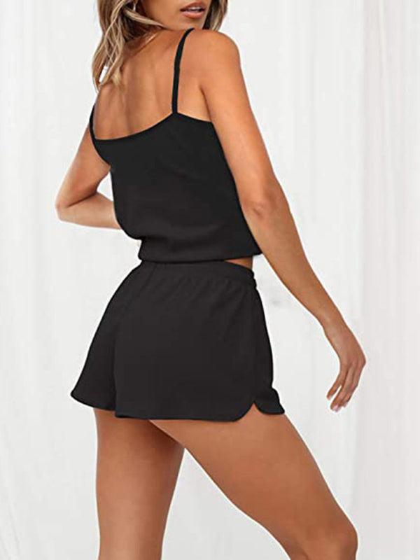 Women's Casual Camisole And Drawstring Shorts Set