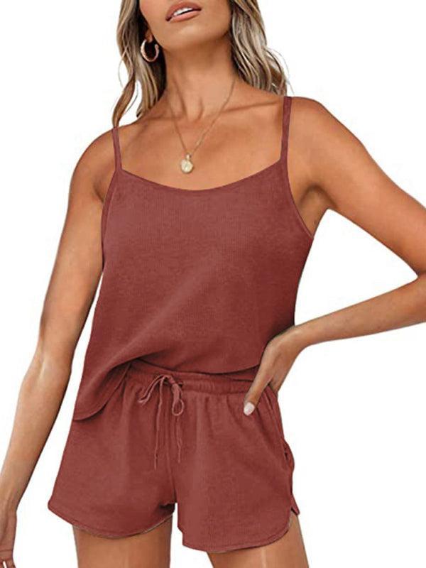 Women's Casual Camisole And Drawstring Shorts Set