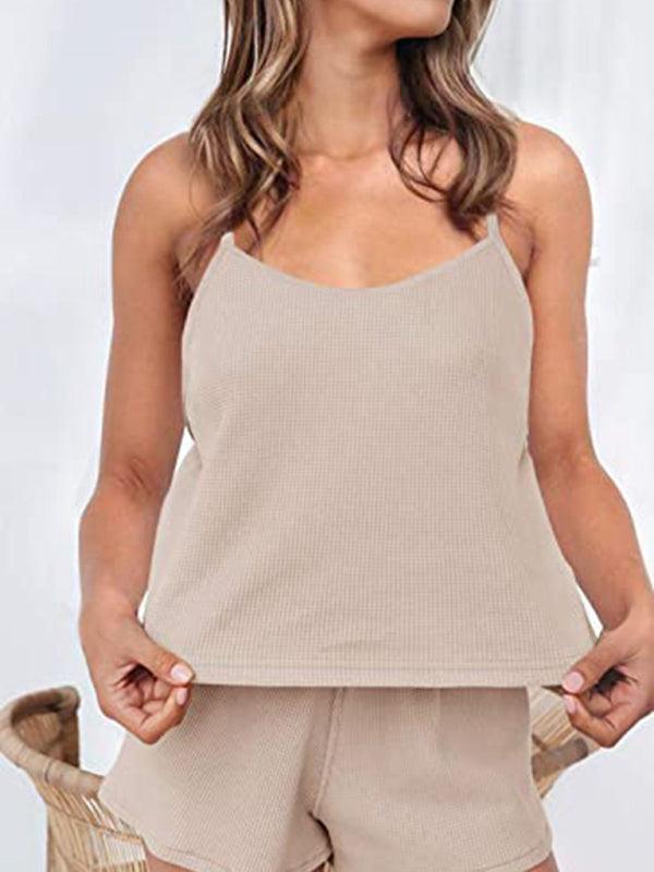 Women's Casual Camisole And Drawstring Shorts Set