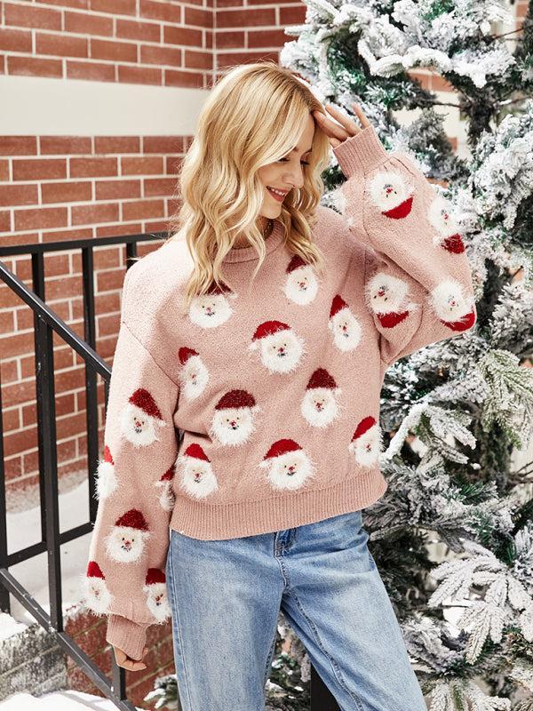 Women's Christmas Jumper With Santa Face Design