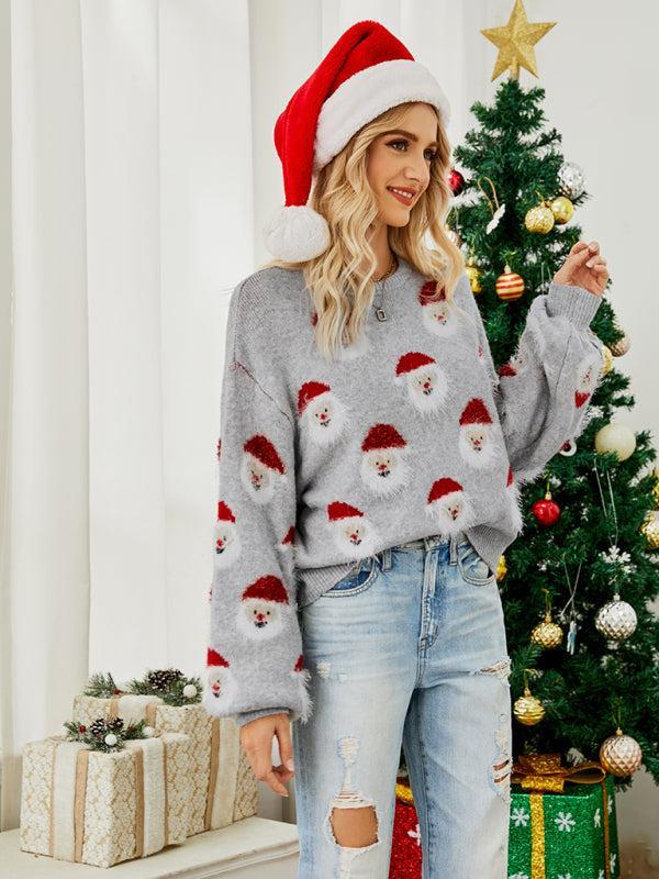 Women's Christmas Jumper With Santa Face Design