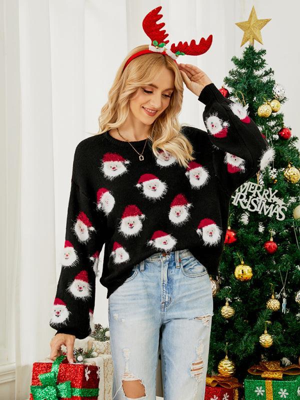 Women's Christmas Jumper With Santa Face Design