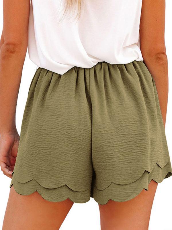 Women's Layered Petal Shorts With Tie Waist