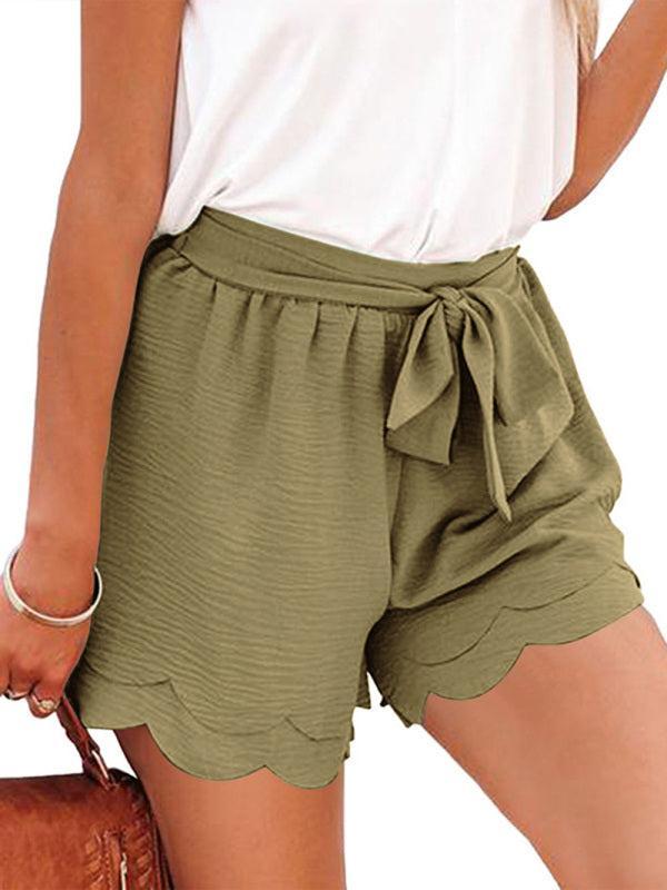 Women's Layered Petal Shorts With Tie Waist