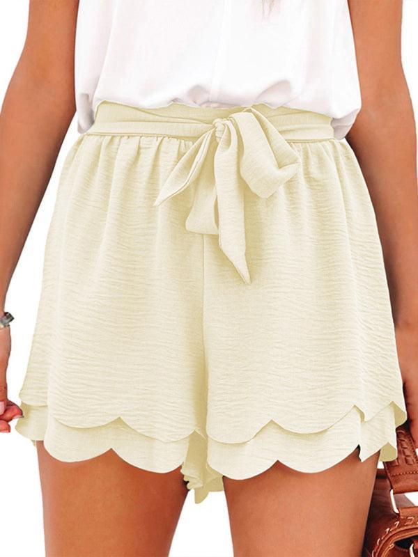 Women's Layered Petal Shorts With Tie Waist