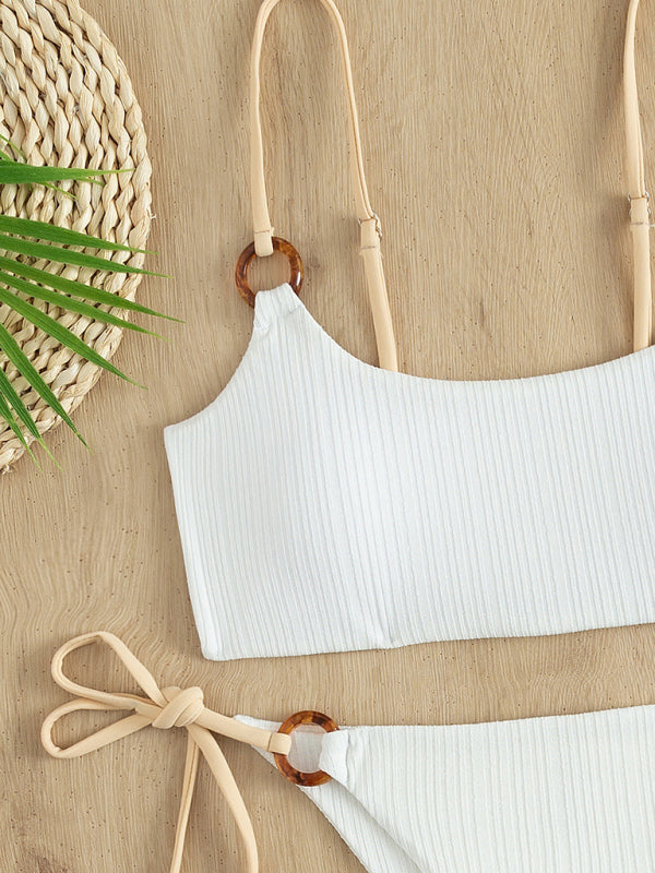 Women's Ribbed Effect Matching Hoop Bikini