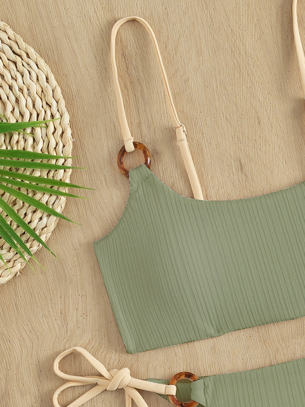 Women's Ribbed Effect Matching Hoop Bikini