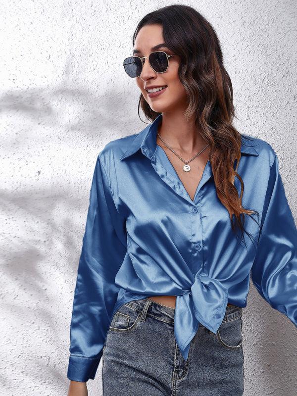 Women's Satin Long Sleeved Shirt