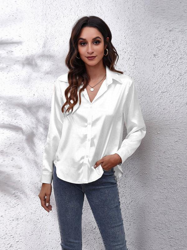 Women's Satin Long Sleeved Shirt
