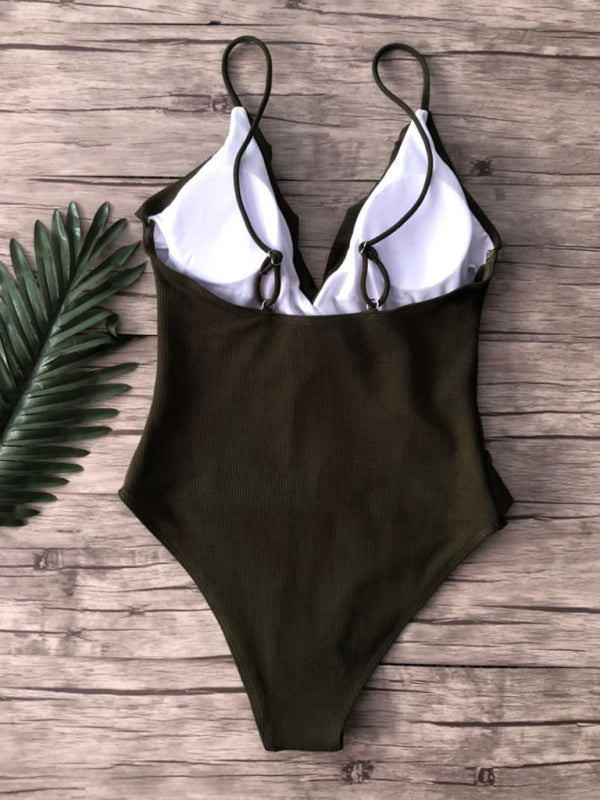 Women's Sexy Ruffle V-Neck Swimsuit