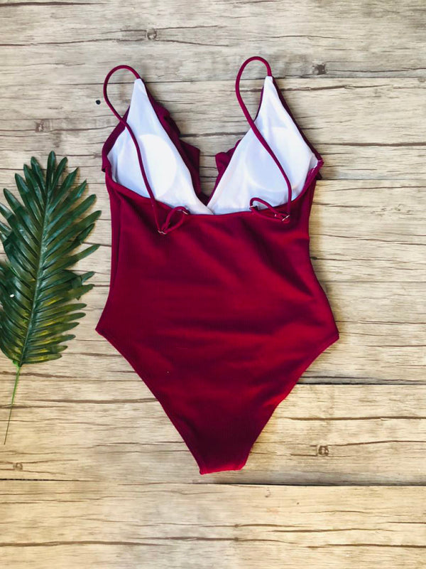 Women's Sexy Ruffle V-Neck Swimsuit