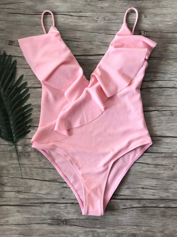 Women's Sexy Ruffle V-Neck Swimsuit