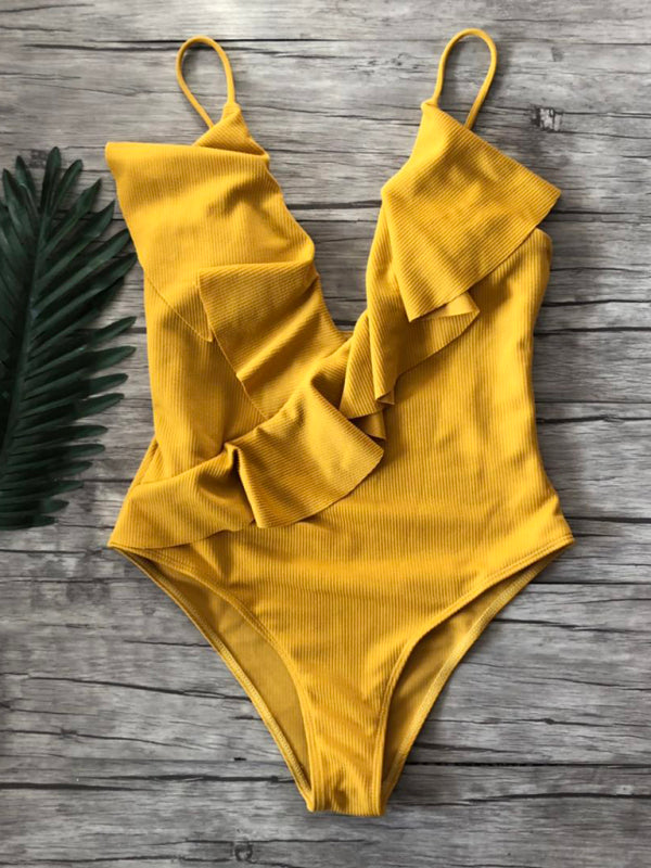 Women's Sexy Ruffle V-Neck Swimsuit