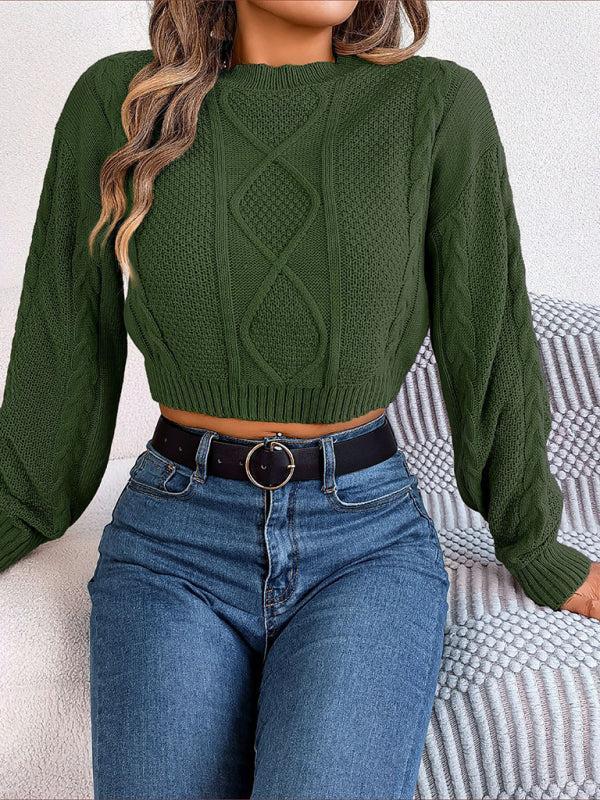 Women's Twist Pattern Cropped Knitted Jumper
