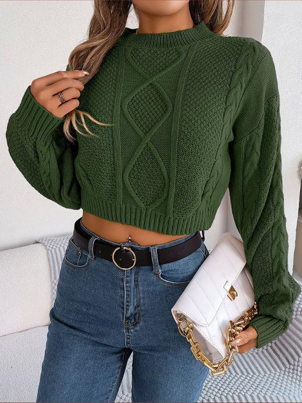 Women's Twist Pattern Cropped Knitted Jumper