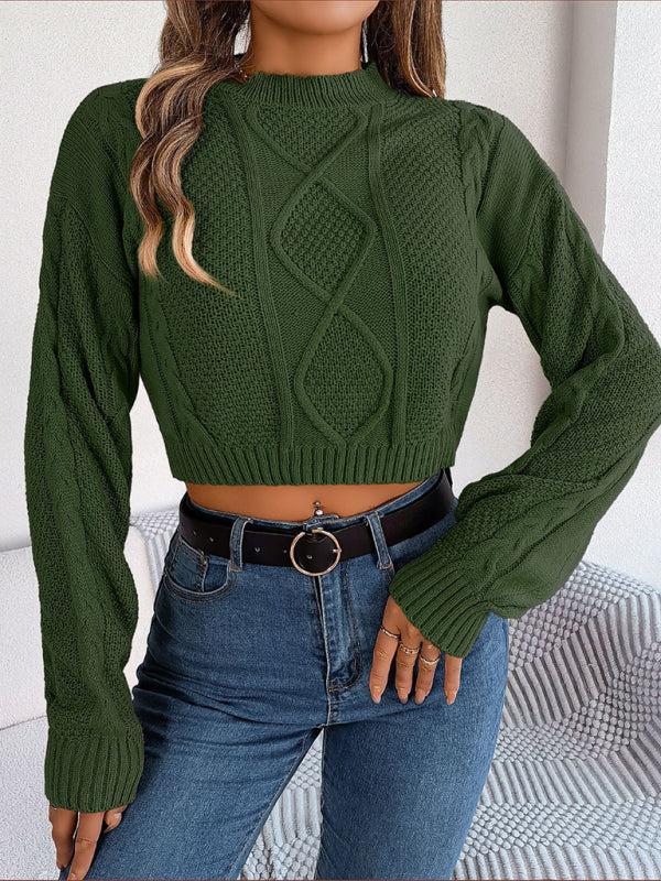 Women's Twist Pattern Cropped Knitted Jumper