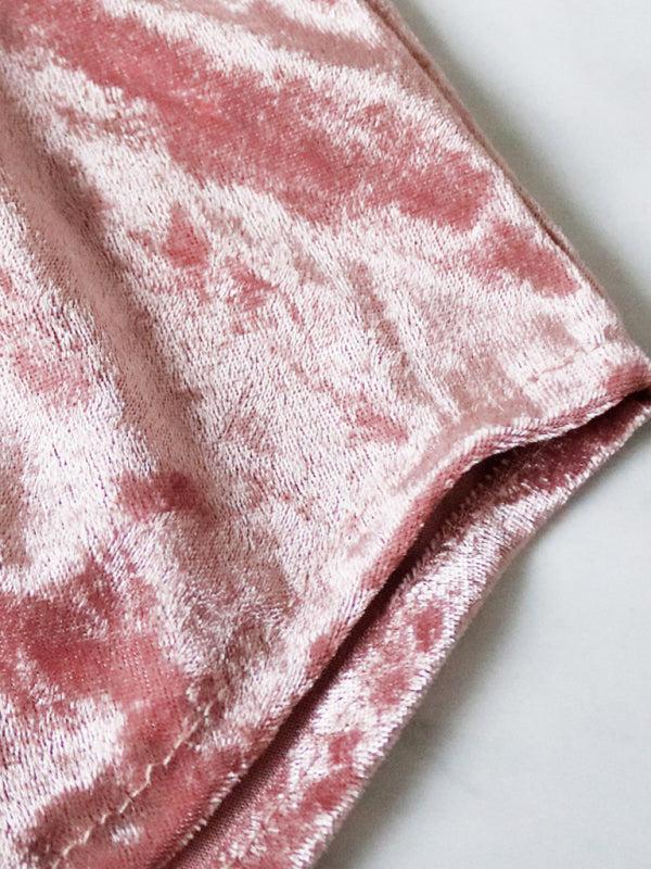 Women's Velvet V-Neck Two Piece Luxurious Lingerie Loungewear Set