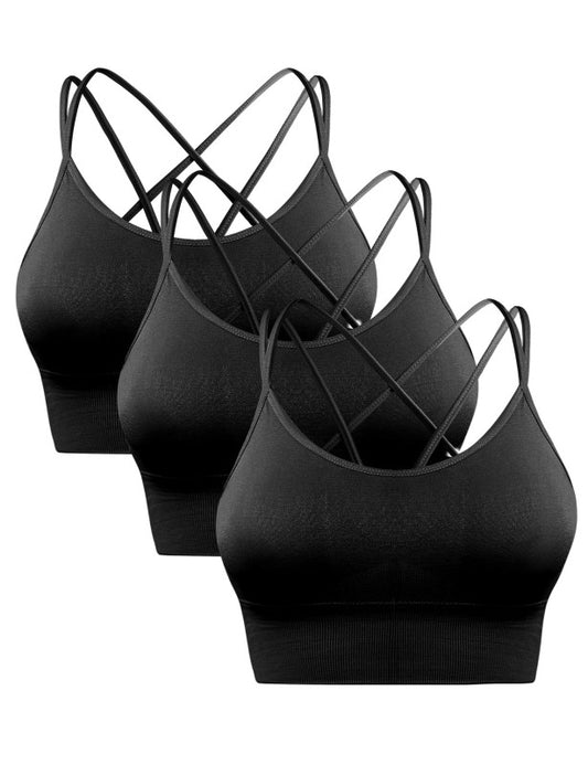 Women's Activewear Backless Padded Sports Bra - 3 Pack