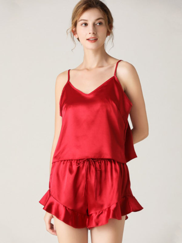 Women's Camisole And Frilly Shorts Loungewear Set