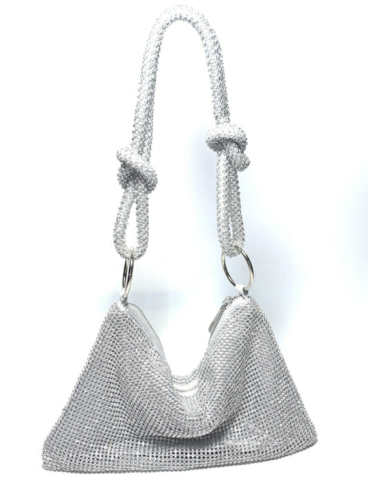 Women's Rhinestone Bag With Knot Design Strap