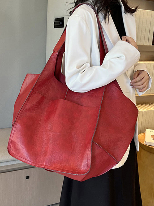 Women's Large Soft PU Leather Shoulder Tote Bag