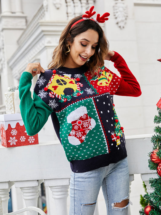 Women's Christmas Patchwork Knitted Jumper