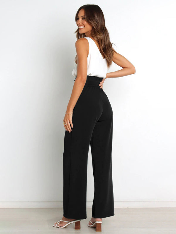 High waisted top belted dress pants