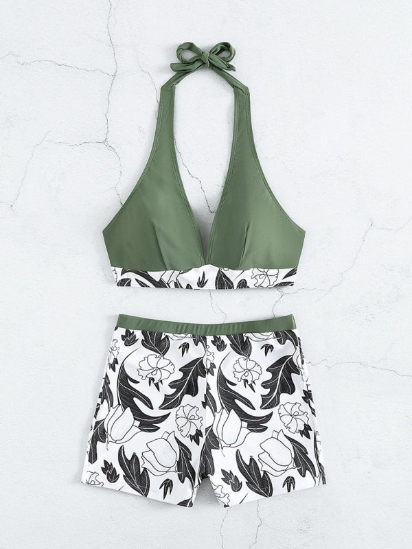 Women's Printed Bikini Top And High Waist Shorts Bottoms Set – Lotus Corner
