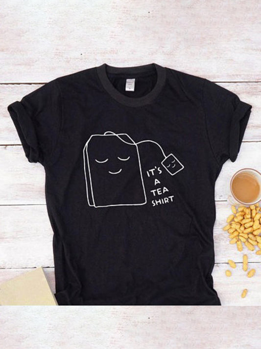 Women's Graphic Tea Bag Smiling Face Print T-shirt