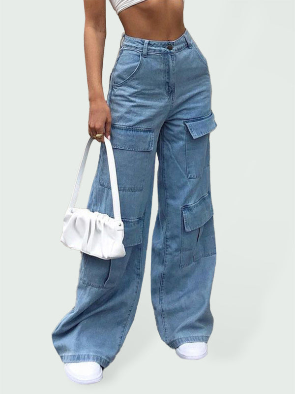 Women's Multi Pocket Cargo Denim Jeans – Lotus Corner