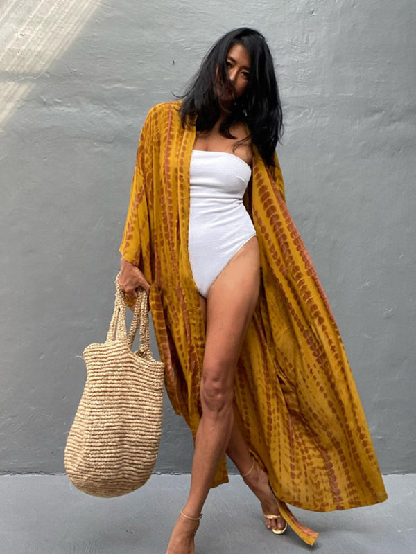 Women s Floor Length Bohemian Beach Cover Up With Tie Belt Lotus Corner
