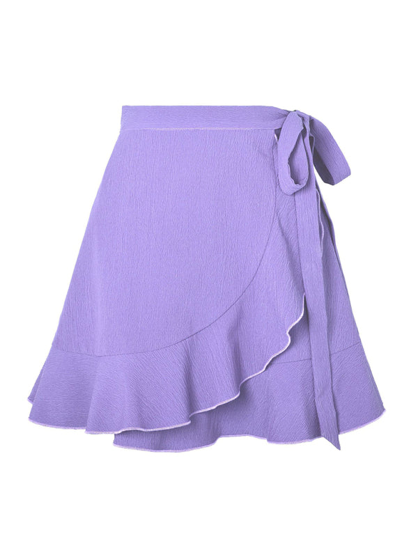 Women's Tie Waist Ruffle Short Skirt