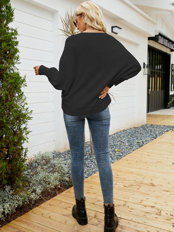Women's Loose Dolman Sleeve Pullover Sweater Style Top