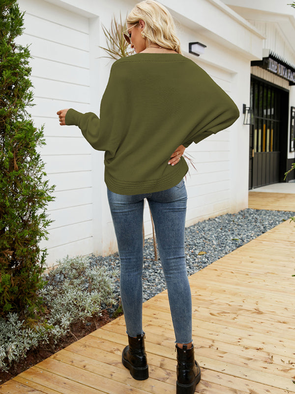 Women's Loose Dolman Sleeve Pullover Sweater Style Top