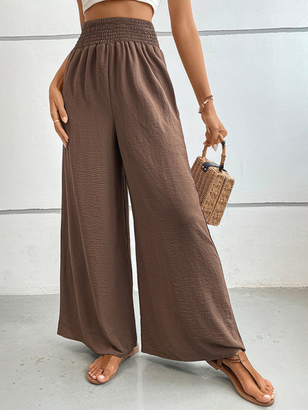 Elastic waist wide leg pants deals