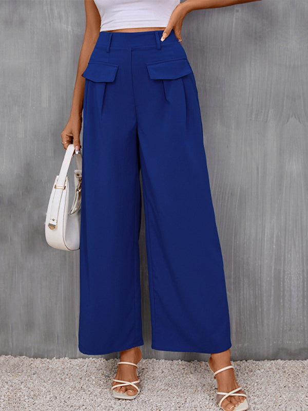 Women s Slim Fit Blue Wide Leg Trousers Lotus Corner