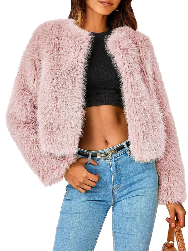 Waist length discount fur jacket