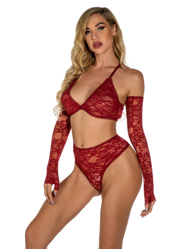 Women's Sexy Lace Bra And Pants Lingerie Set With Matching Full Length –  Lotus Corner