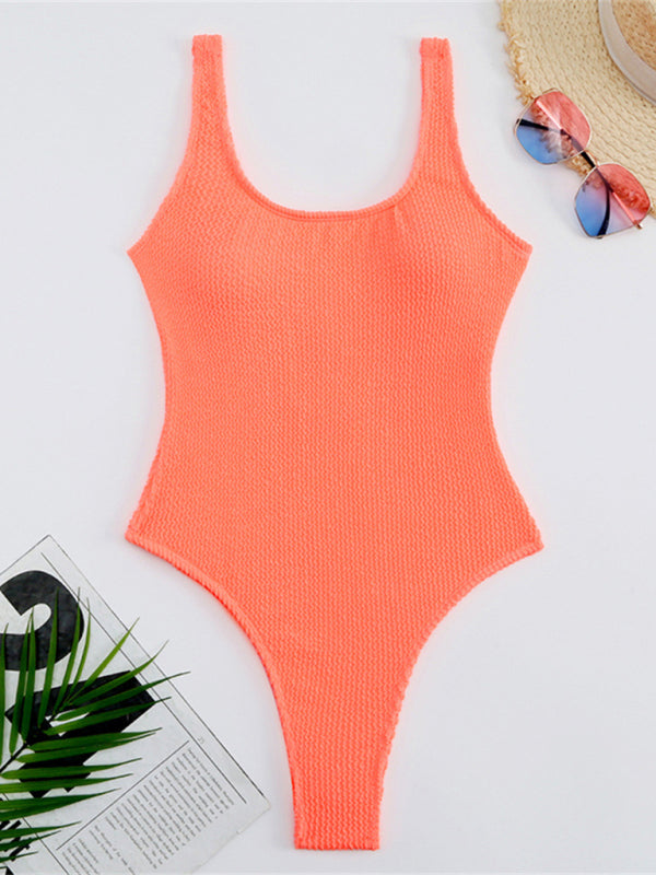 Women's Textured Swimsuit With Back Cut Out Design