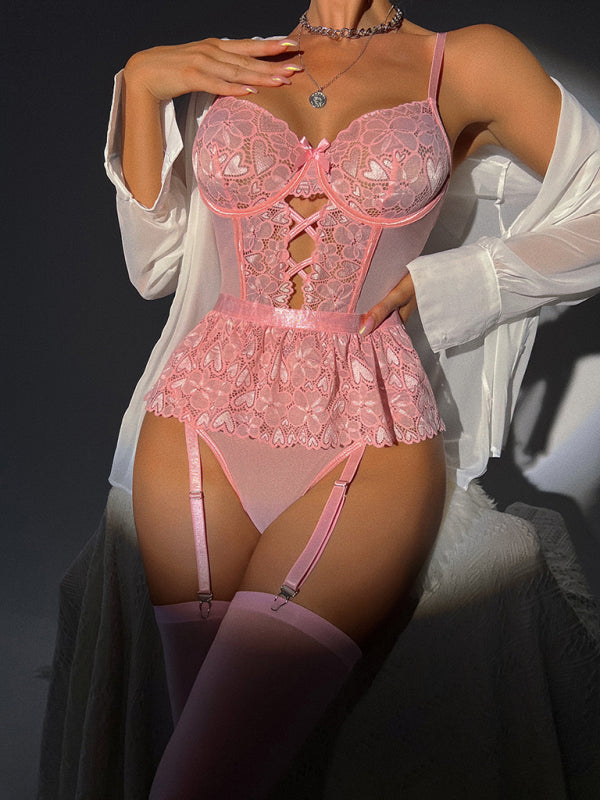 Women's Sexy Lace Fitted Backless Lingerie Bodysuit