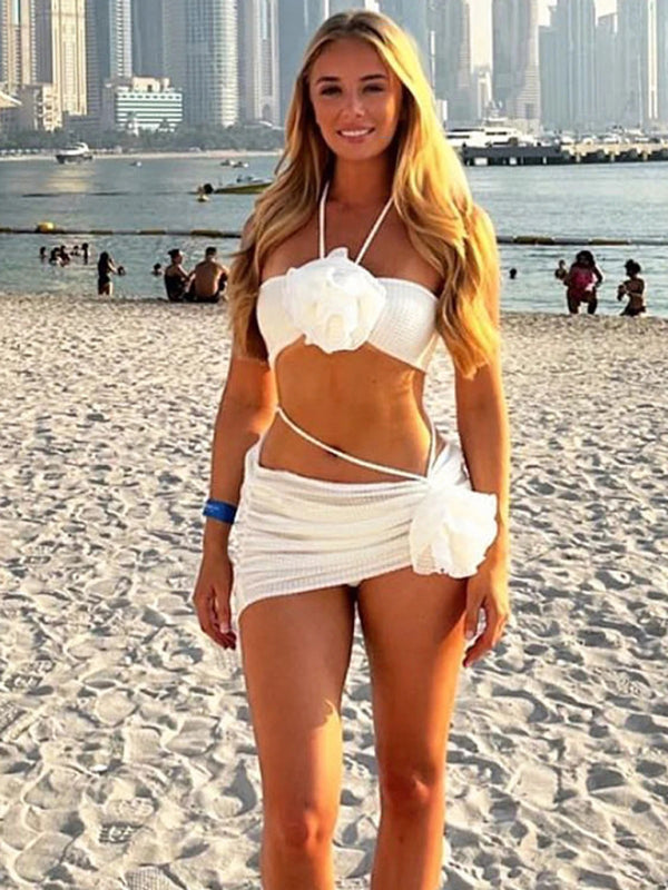 Women s 3d Flower Three Piece Bikini Set