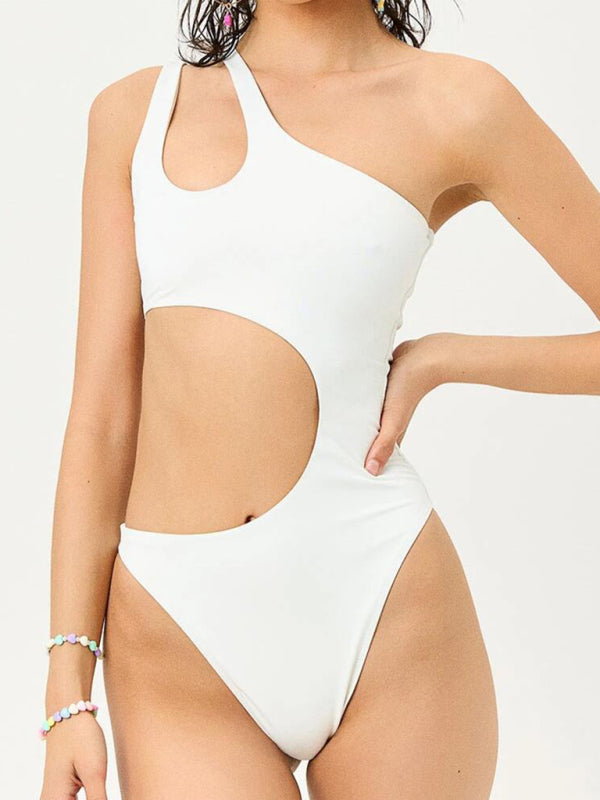 Women's One Shoulder Swimsuit With Side Cut Out Design