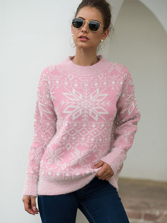 Women's Snowflake Print Knitted Christmas Jumper