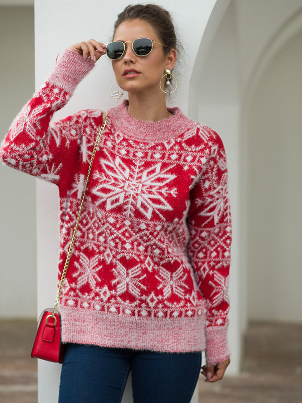 Women's Snowflake Print Knitted Christmas Jumper