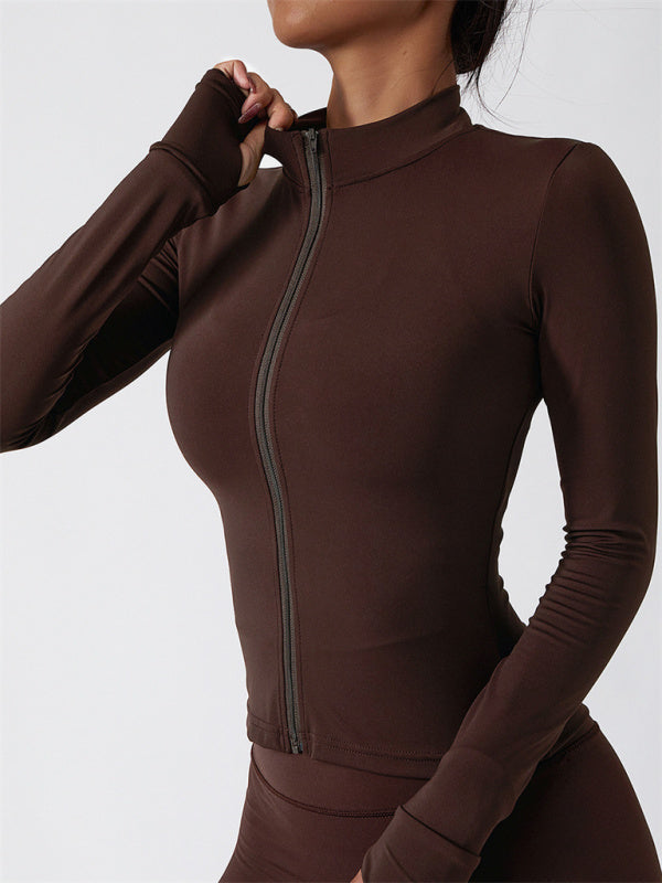 Women's Breathable Quick Drying Long Sleeved Zip Up Active Wear Top